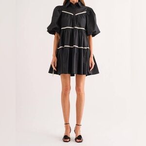 Sofie the Label Lena Black and White Side Bow Mini Dress, Size Large